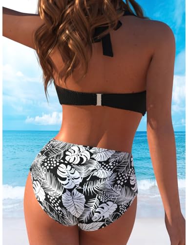 Image of KORADI Girls High Waisted Bikini Sets Teen Two Piece Halter Swimsuits Cross Front Bathing Suit 13-16 Years
