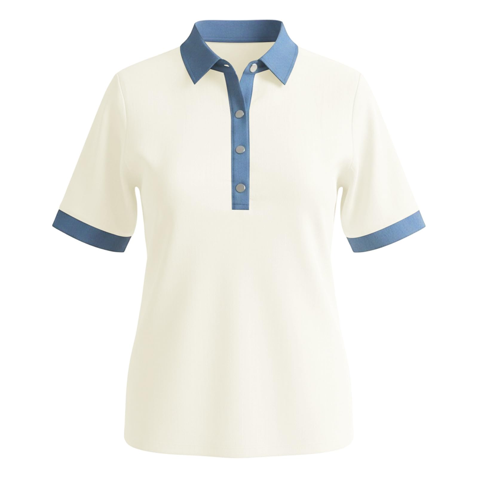Chemise décontractée respirante contre la chaleur blouse été patchwork denim