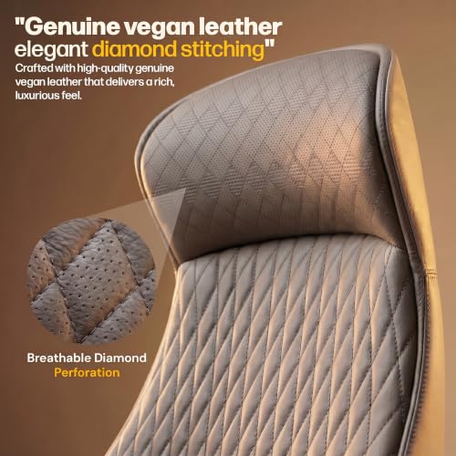 Image of DROGO Levante Ergonomic Office Chair for Work from Home with Bionic Curve Design | High Back Executive Boss Chair, Double Padded Armrest, Genuine Vegan Leather, Heavy Metal Base, 145 Recline (Brown)
