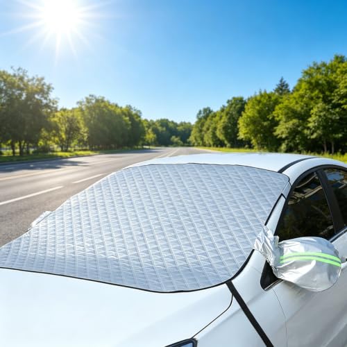 Windscreen Covers Frost Car Windscreen Cover for Winter Magnetic Car Windshield Cover Snow Ice Frost Sun UV Dust Water Automotive Sun Shade Protective Front Window Cover for Cars SUVs (147x127cm)
