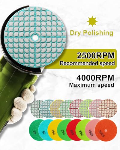 SANLEETEK Diamant Polierscheiben 100mm 8Stücke - Körnung 50 Diamant Polierpad Diamant Schleifpad für Granit Marmor Quarz Kunststein für Winkelschleifer