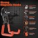 AIYOTAR Large Strong Magnetic Hooks Heavy Duty Garage Big Magnet Hooks Extra Strength Magnetic Utility Storage Hook Hanger with Anti Slip Coating for Garden Indoor Outdoor Hanging Tools 2 Pcs Orange