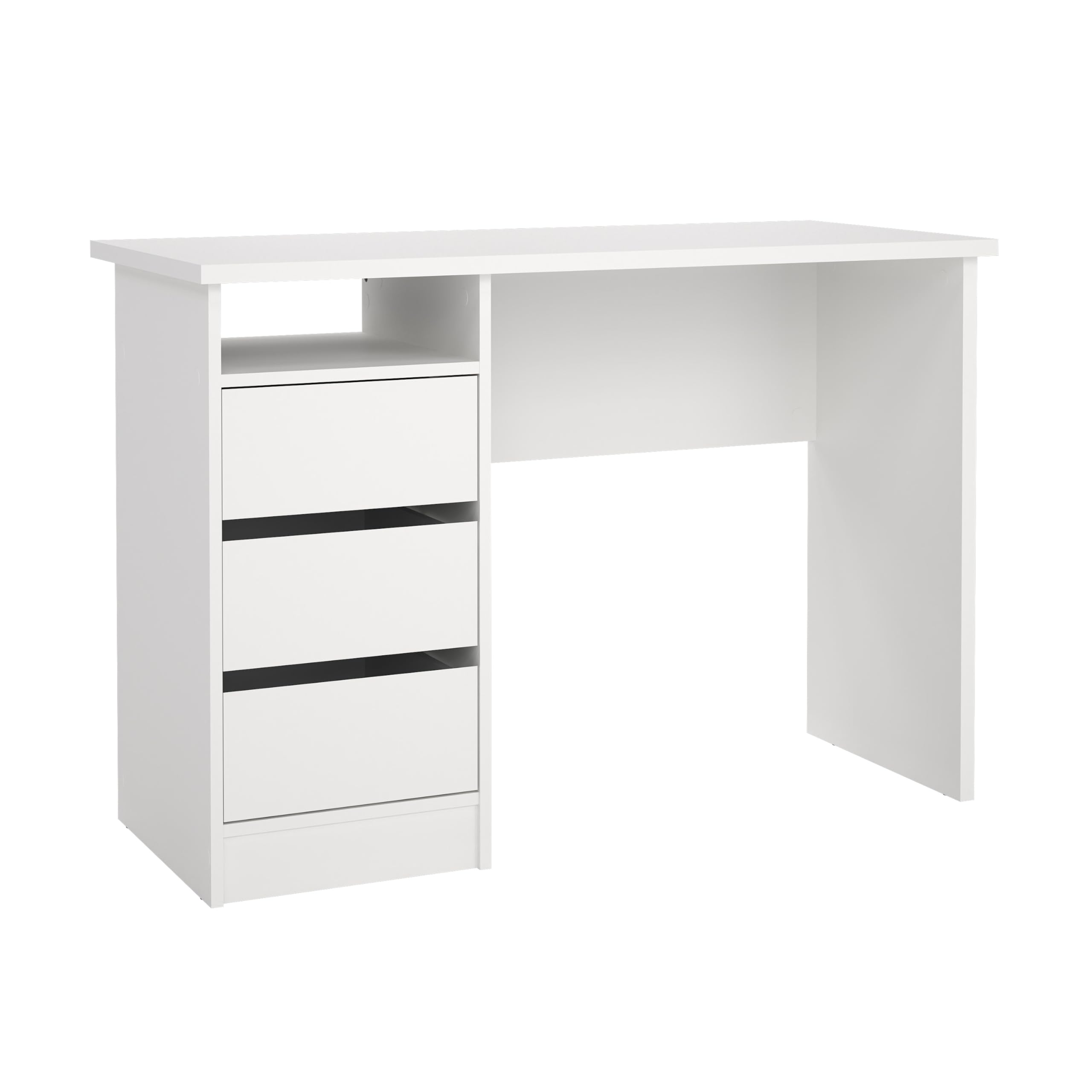 Mesa Escritorio para Ordenador Júcar White con 3 Cajones,Color Blanco, 110 x 49 x 76 cm