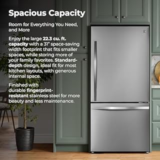 Kenmore 31" Bottom Freezer Refrigerator - Ice Maker, Adjustable Shelving, Crispers Drawers, LED Lighting, ENERGY STAR Certified, 22.3 cu. ft. Capacity, Fingerprint Resistant Stainless Steel