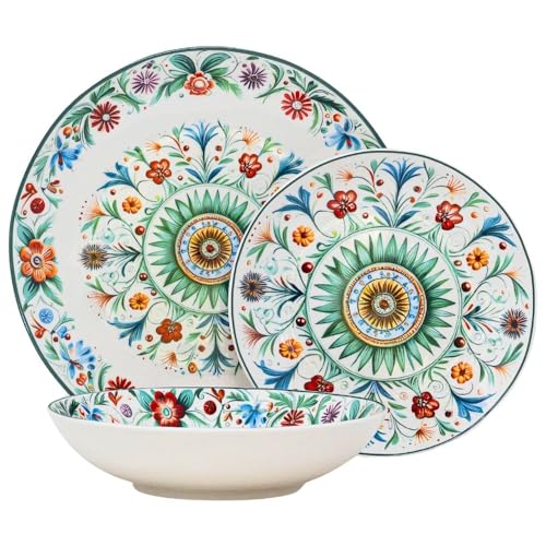 NAMAI - Servizio Piatti 6 Persone - Piatti Porcellana - Adatti in Lavastoviglie e Microonde - Piatti Colorati - Set Piatti 18 Pezzi - Set Piatti 6 Persone