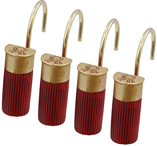 Red Shotgun Shell Shower Curtain Hooks/Rings - 12 Pc Set