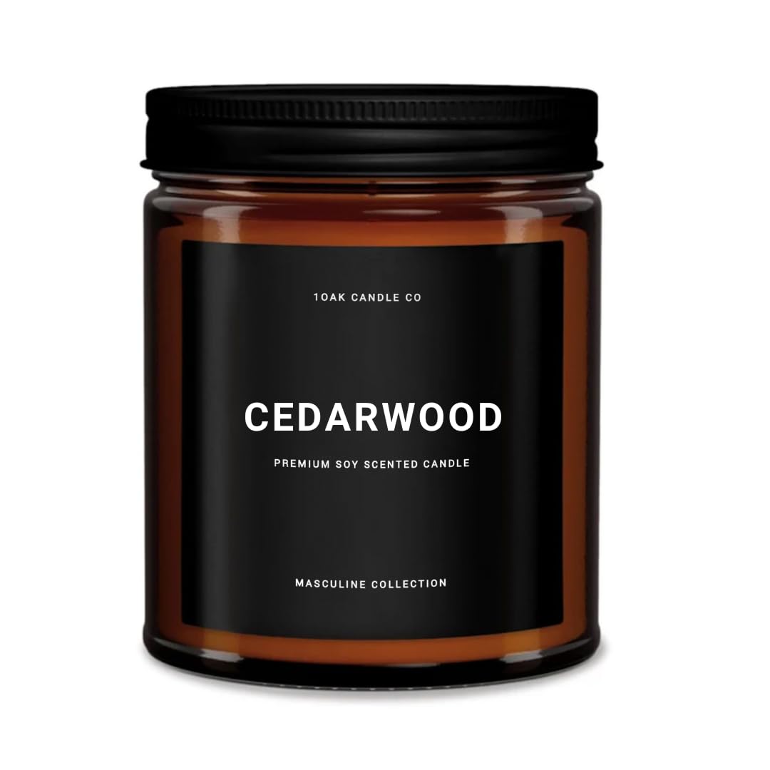 1OAK Velas perfumadas para hombre, vela de madera de cedro, velas amaderadas, decoración masculina, velas de larga duración, cera de soja (7 onzas)