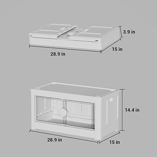 Miniatura 2 de MQmaiqing Contenedores de almacenamiento con tapas, contenedores de almacenamiento de plástico, cajas de almacenamiento plegables con puertas,