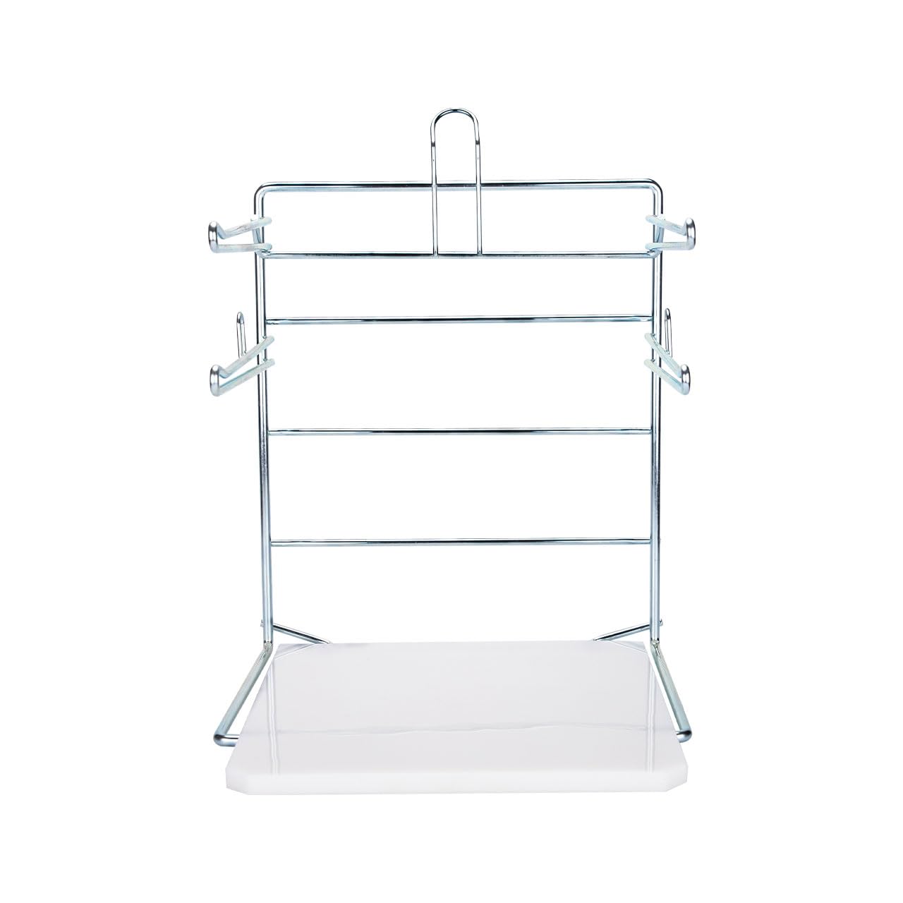 SSWBasics Plastic Grocery Bag Holder - Durable Chrome Stand for Easy Storage - Fits 11½”W x 6”D x 21”H Bags - Compact Unit, 12" W x 12" L x 16" H