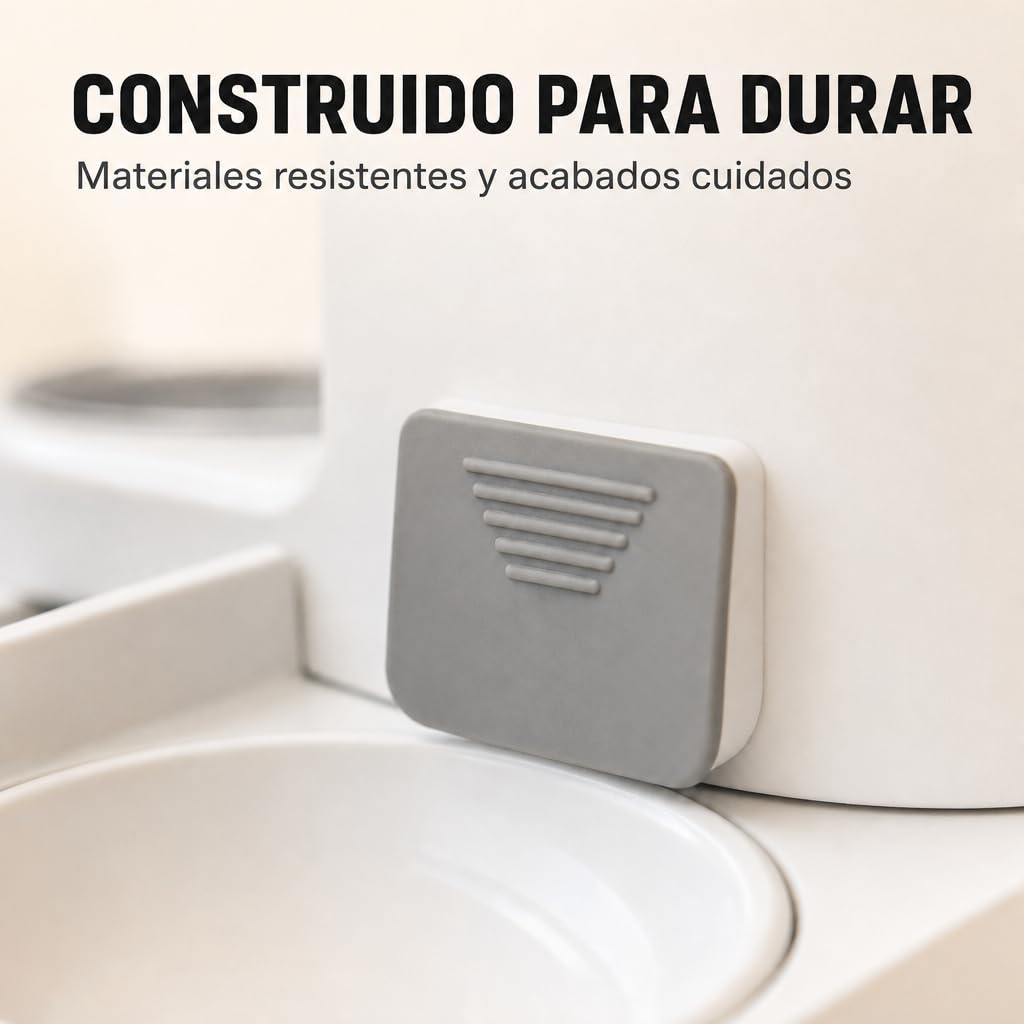 Comedero y Bebedero automático 2 en 1 para Gatos y Perros – Dispensador de Comida 2,2 L y Agua 1 L, diseño Compacto, Materiales Resistentes, Color Gris – Uso Diario en Interiores