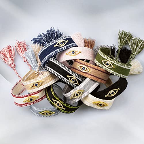 Newind Evil Eye Bracelets Woven Friendship Wrap Bracelets Couples Adjustable Braided Bracelets (Army Green) #TOP2