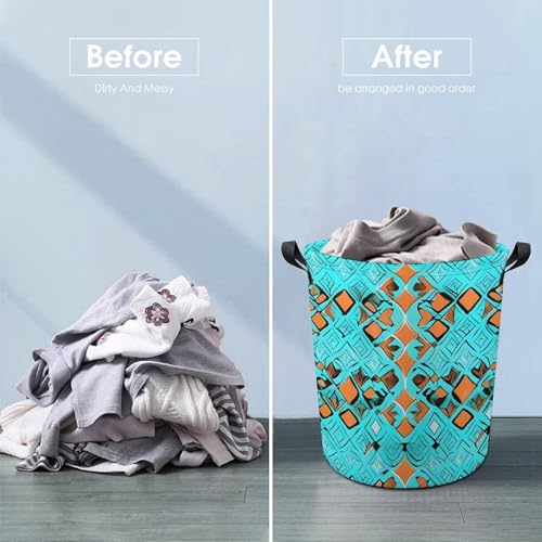 Panier à linge pliable turquoise imperméable grand format gain de place - 6