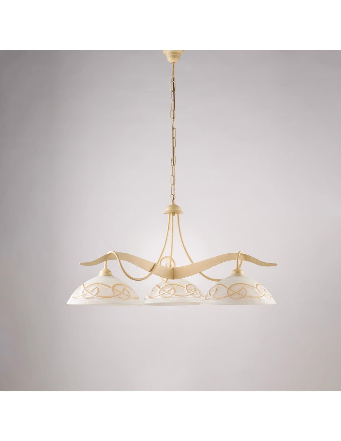 Generico Lampadario bilanciere in ferro battuto classico 3 luci per cucina, sala da pranzo, BON- (Avorio - BON-832)