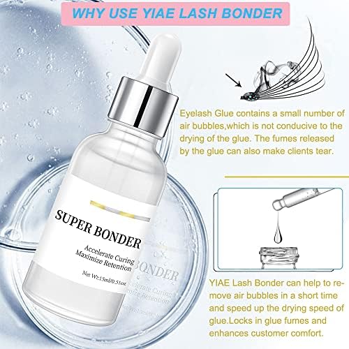 Lash Bonder for Eyelash Extensions, 15ml Super Bonder for Lash Extension Glue Accelerator Lash Extension Sealant, Low Irritation, Water Oil Proof for Longer Retention