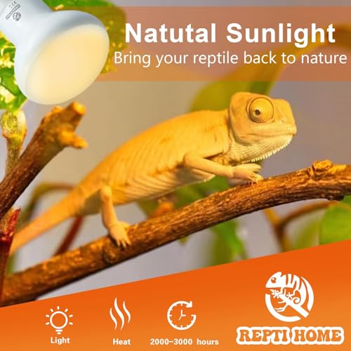 REPTI HOME Reptile Heat Lamp Bulbs, Heat Bulb for Reptiles 2 Pack-50W, E27 Vivarium Basking Spot Light for Tortoise Lizard - Image 3
