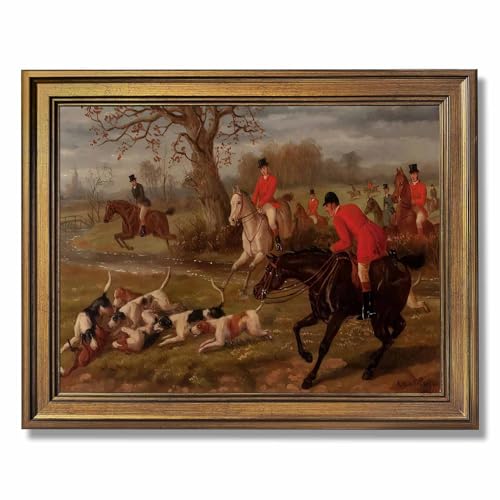 Gold Framed Vintage Equestrian Fox Hunting Wall...