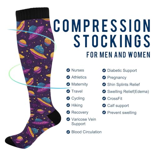 Image of Wusikd Pirate Skulls Compression Socks for Women and Men Circulation Cute Long Socks for Athletic Running 1