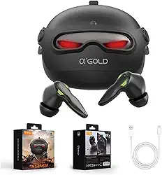 Fone Gamer, A’Gold FN-B48 TWS Bluetooth 5.4, Som Imersivo, Cancelamento de Ruído IA, LED Estilo Gamer, Microfone HD, Bateria Longa Duração P/Jogos, Música, Esportes, Corrida, Academia