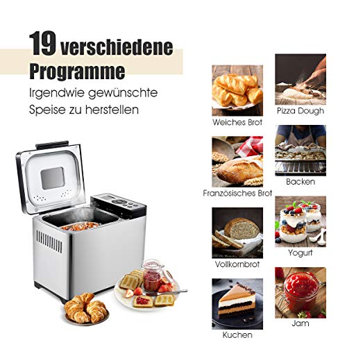DREAMADE Brotbackautomat aus Edelstahl, Brotbackmaschine Brotbäcker mit 19 Backprogramme, Backmeister mit komplettem… – Bild 3