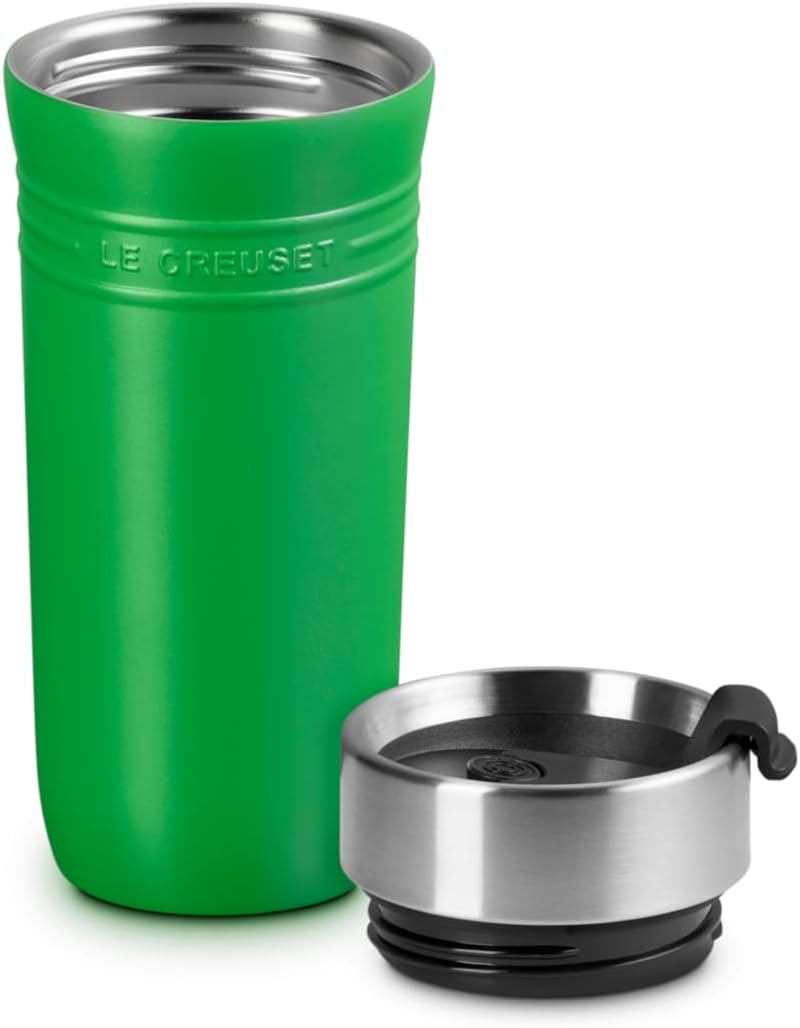 ル・クルーゼ(Le Creuset) トラベル タンブラー マグ 水筒 ボトル 350ml バンブーグリーン ステンレス 真空断熱 保温 保冷 広口 洗いやすい お手入れ簡単 On the Go 持ち運び 便利