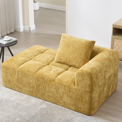 Seyakany - Sofá moderno de 1 plaza con 1 cojín, sofá esquinero con bolsillos laterales para mando a distancia y teléfono móvil, chaise longue con cuidado y elegante, no requiere montaje, color