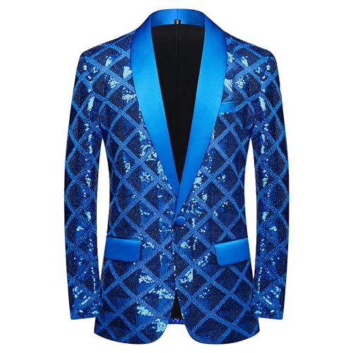 Blazer de lentejuelas brillante para hombre talla 3X-Large azul miniatura 1
