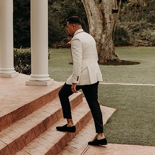 Kromoc Men's Jacquard Jacket Vest Solid Pants Suit Three Pieces Shawl Lapel Banquet Prom Wedding Dinner Tuxedos2