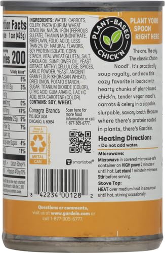 Image of Gardein Plant-Based Chick'n Noodl' Soup, Vegan, 15 oz. (Pack of 6)