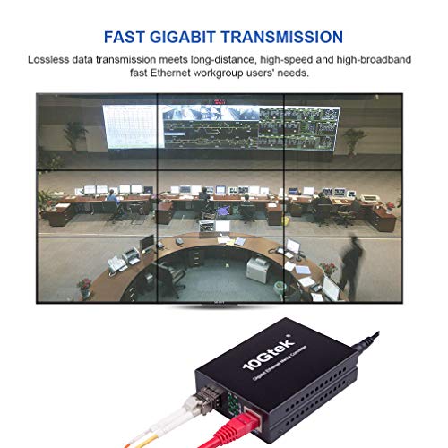 Image of 10Gtek Gigabit Ethernet Media Converter with a 1000Base-SX Module Included, MMF Dual LC Fiber to Ethernet RJ45 Converter for 10 /100 /1000Base-Tx to 1000Base-SX, UL Certified, up to 550m