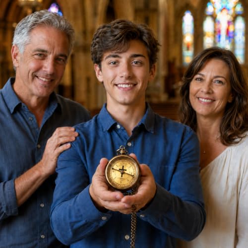 Brújula Lord's Path - Regalo Religioso Inspirador para Adolescentes y Hombres con Tarjeta de Saludos miniatura 6