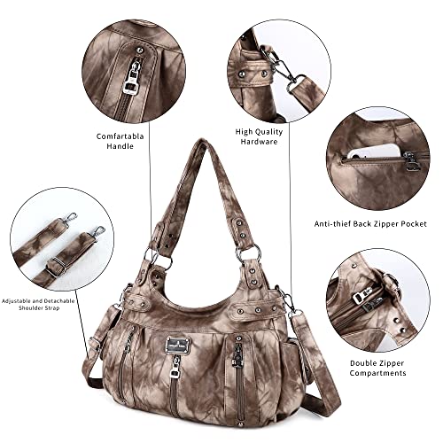 Image of Angel Kiss Large Purses and Handbags for Women Washed Faux Leather Crossbody Hobo Satchel Shoulder Handbag Tote Purse
