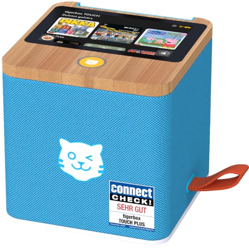 tigermedia tigerbox Touch Plus blau | Streaming-Hörbox für Kinder | Stereo-Klang | Farb-Touchdisplay | Hörspielbox mit Nachtlicht | Bluetooth-Kopfhöreranschluss | extra starker Akku