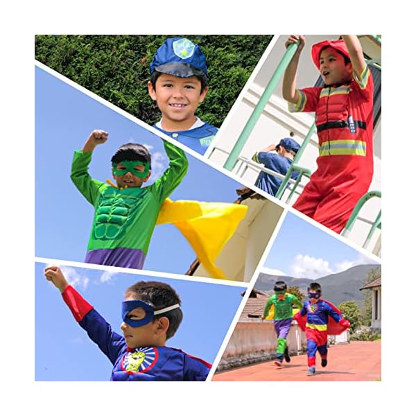 Teuevayl boys muscle chest dress up costumes set trunk with superhero, policeman, fireman, kids pretend role play , boys dress up clothes for kids ages 4-7 - image 4