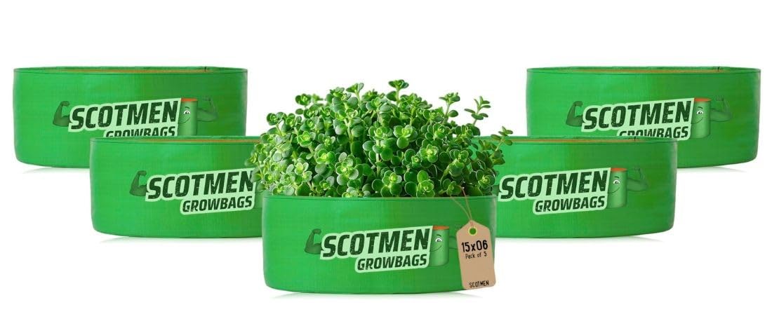 SCOTMEN Terrace Balcony Gardening Round Shaped Grow Bags 15x6 Inch - Pack of 5 for Small Plant Gardening Bag (B085414JBC) Amazon Price History, Amazon Price Tracker