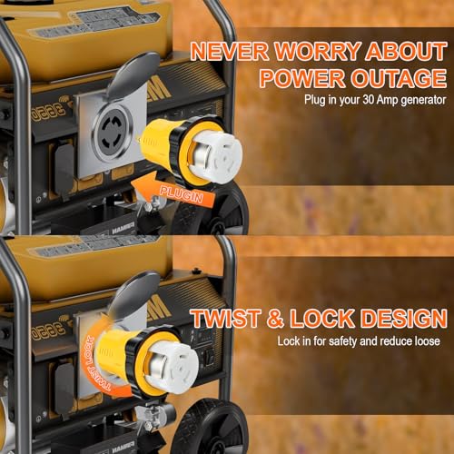 Image of L14-30P to SS2-50R Generator Adapter, 30A 4 Prong Twist Lock Male to 50A Marine Shore Power Female RV Converter, CS6364C Heavy Duty Weatherproof Power Adapter 125 /250V for RV, Camper, Trailer, Yacht