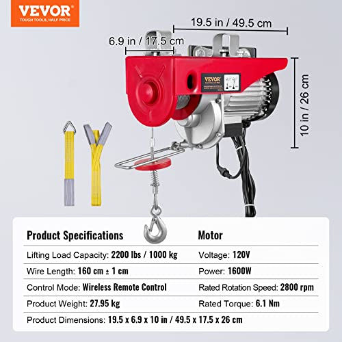Vevor ELECTRIC HOIST 2200 Lbs Lifting Capacity thumb #6