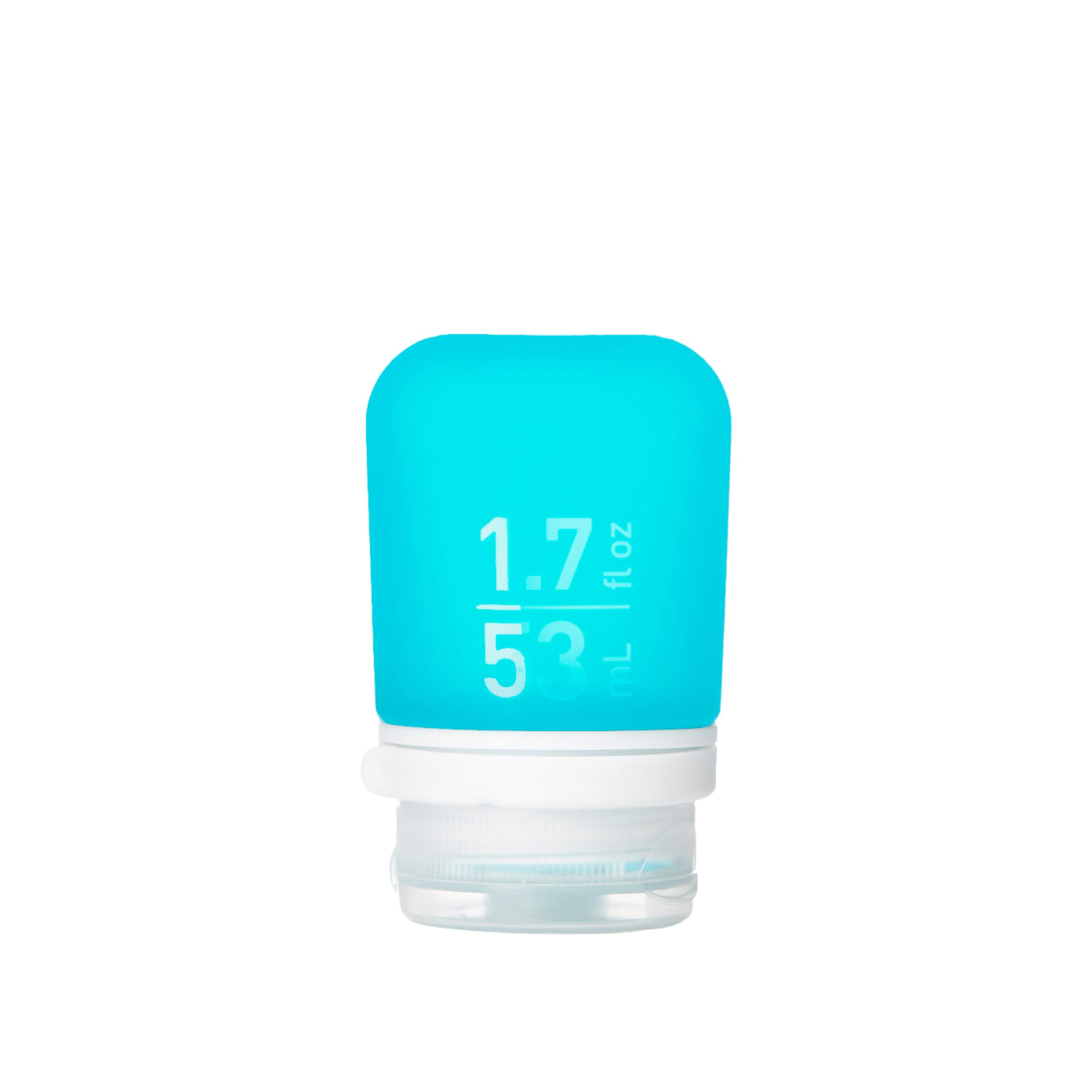 humangear GoToob+ (Small) | Refillable Silicone Travel Bottle | Locking Lid | Food-Safe Material | Aqua, Small (1.7 fl.oz; 53ml)