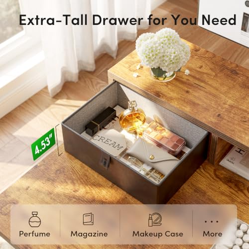 Image of FEZIBO 48 x 24 Inch Electric Standing Desk with 2 Drawers, Rustic Brown