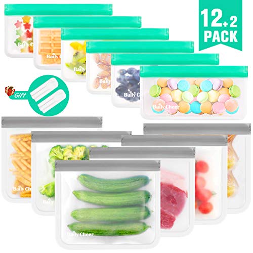 Reusable Storage Bags, 12 Pack Extra Thick Food Storage Bags
