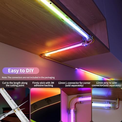 Tira LED RGBIC COB 1m Multicolor USB 5V Control táctil miniatura 3