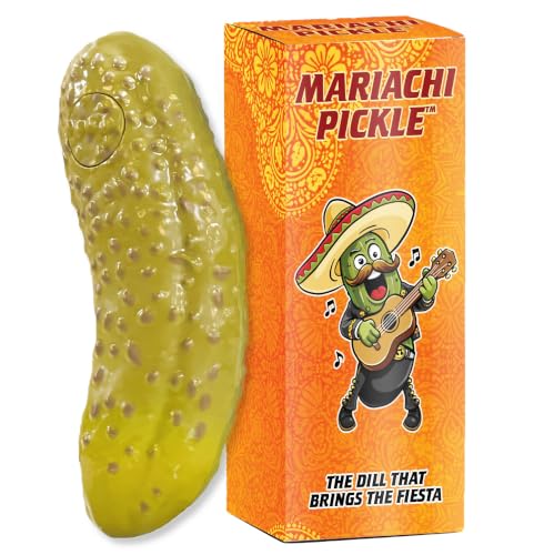 A mariachi-singing pickle that belts out 10 festive tunes on demand — the white elephant gift that haunts the winner forever.
