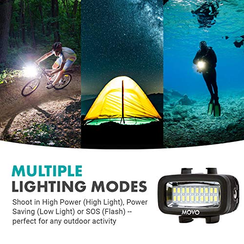 Movo Led-Wp Underwater High-Power Rechargeable Led Video Light With Action Camera And Shoe Mounts, Compatible With Gopro, Dslr - Perfect For Vlogging, Traveling, Scuba Diving, Snorkel, Surfing, Sport #TOP4