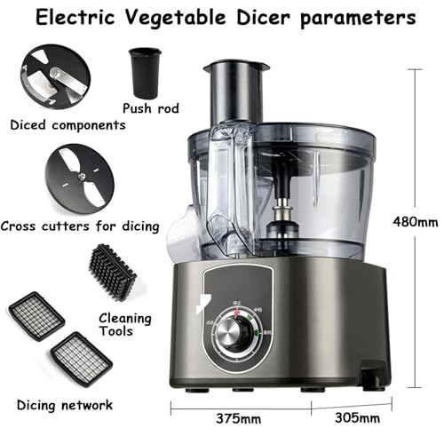LYFDPN Kommerzieller Gemüsewürfelschneider, 2-in-1-Elektro-Gemüseschneider, Schredder, Frühlingszwiebel-Kreisschneider, multifunktionale Küchenmaschine (Grey) 3 LYFDPN Kommerzieller Gemüsewürfelschneider, 2-in-1-Elektro-Gemüseschneider, Schredder, Frühlingszwiebel-Kreisschneider, multifunktionale Küchenmaschine (Grey)