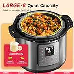 1200W 12-in-1 Electric Pressure Cooker 8Qt, Stainless Steel Pressure Cooker, Slow Cook Rice Cooker Steamer Sauté, Yogurt Maker, Warmer & Sterilizer with Recipe, Safer Venting Design, Sliver - Image 3