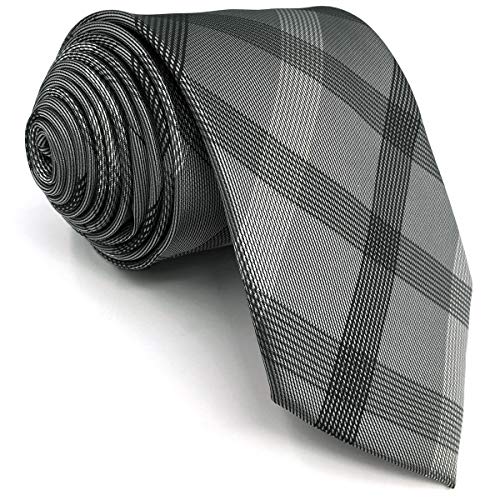 S&W SHLAX&WING Gravatas masculinas cinza xadrez 100% seda