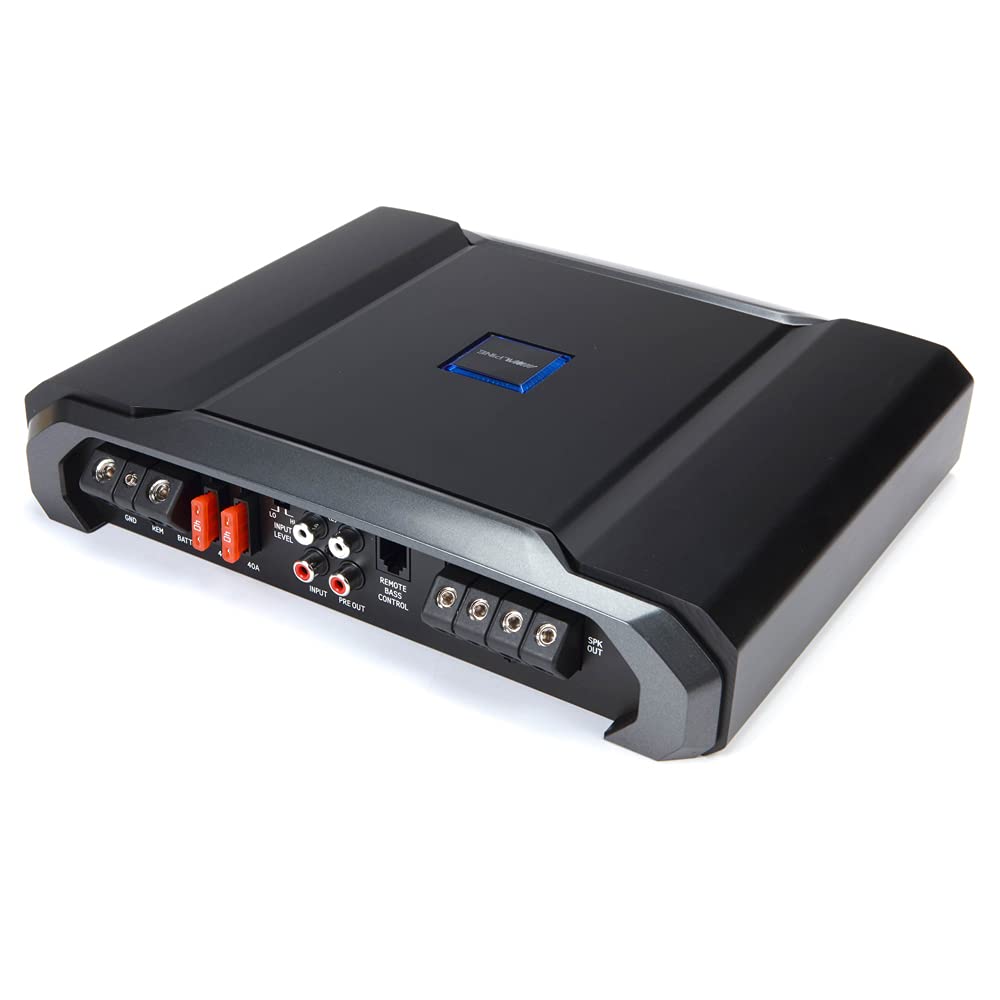 DIAS Alpine R-A75M Mono Power Density Amplifier with S-SB12V 12 Inch Subwoofer Enclosure and RUX-KNOB.2 Remote Bass Knob