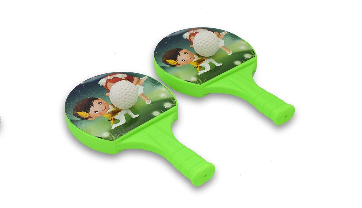 SK TOY ZONE Kid New Toy Plastic Table Tennis Racket Set, Indoor and Outdoor Use for Kids Game (Multi Colors, Pack of 1)