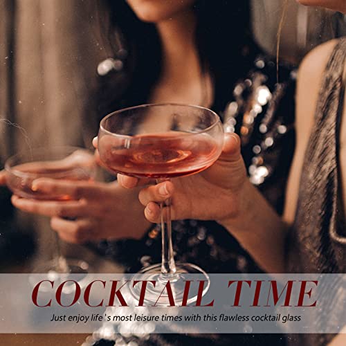 Chouggo Set Of 6 Martini Glasses, Act Deco 7Oz Crystal Coupe Glass With Unique Convex Bottom, Elegant Hand Blown Cocktail Glasses For Bar, Martini, Cosmopolitan, Manhattan, Gimlet, Pisco Sour #TOP3