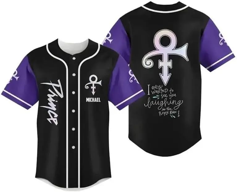Personalized Prince Purple Rain 80s Baseball Jersey, Vintage Retro Music Fan Jersey Shirt (Name Can Be Customized)