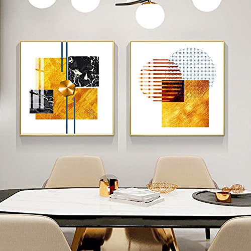 Affiches Moderne Abstrait Géométrique : Habillez Vos Murs Vides avec 2 Toiles Salon 60x60cm